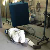 The finale process a powdercoat in royal blue